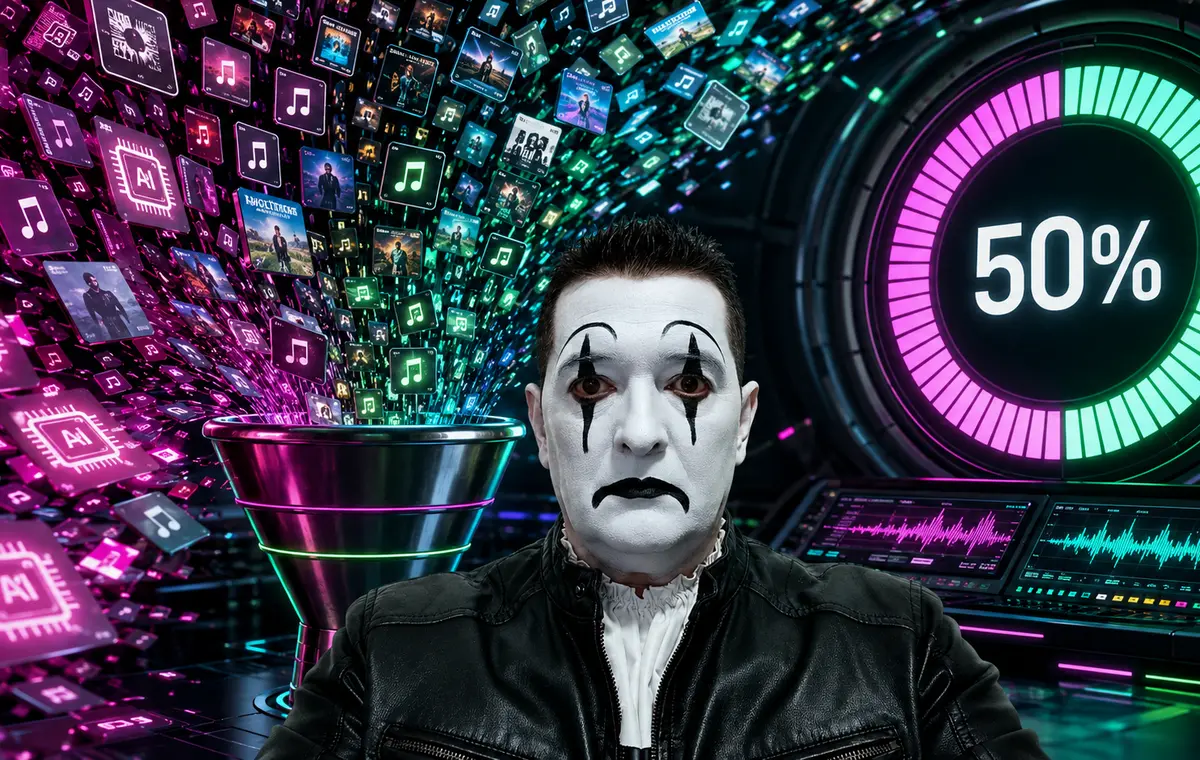 AI-illusztráció a streaminget elárasztó zenei feltöltésekről