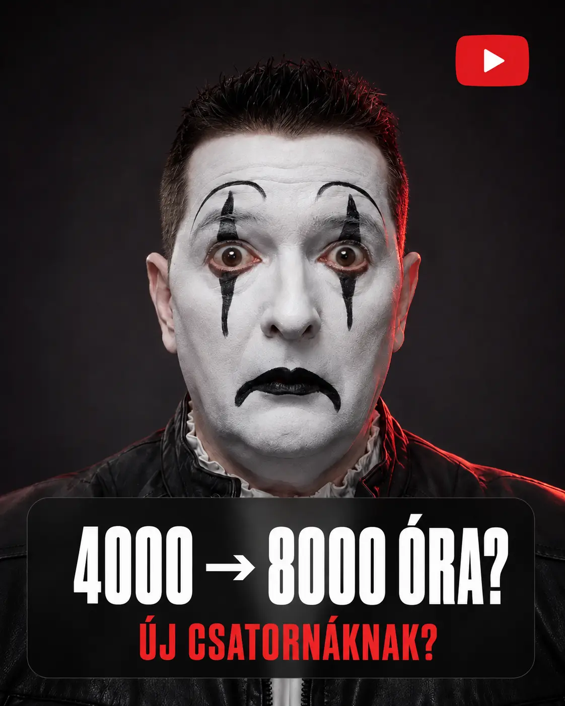 Meglepődött bohóc YouTube-jelképpel